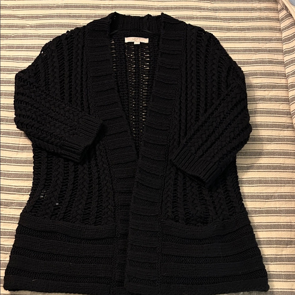 LOFT Navy/ dark blue Open-Knit Cardigan